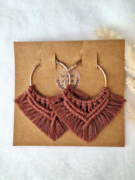 Kolczyki koła boho terracotta pozłocona stal chirurgiczna handmade