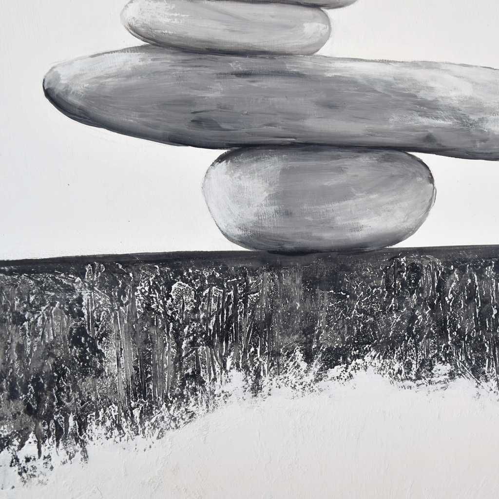 Balancing act II, obraz do salonu na płótnie abstrakcja japandi