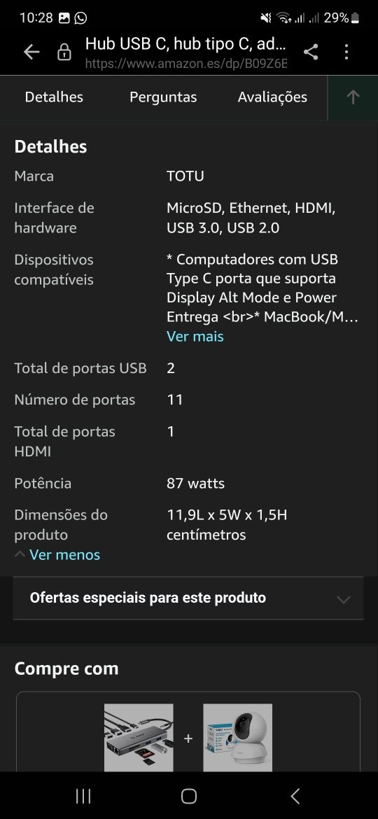 Hub USB C 11 em 1 selado 2 unidades