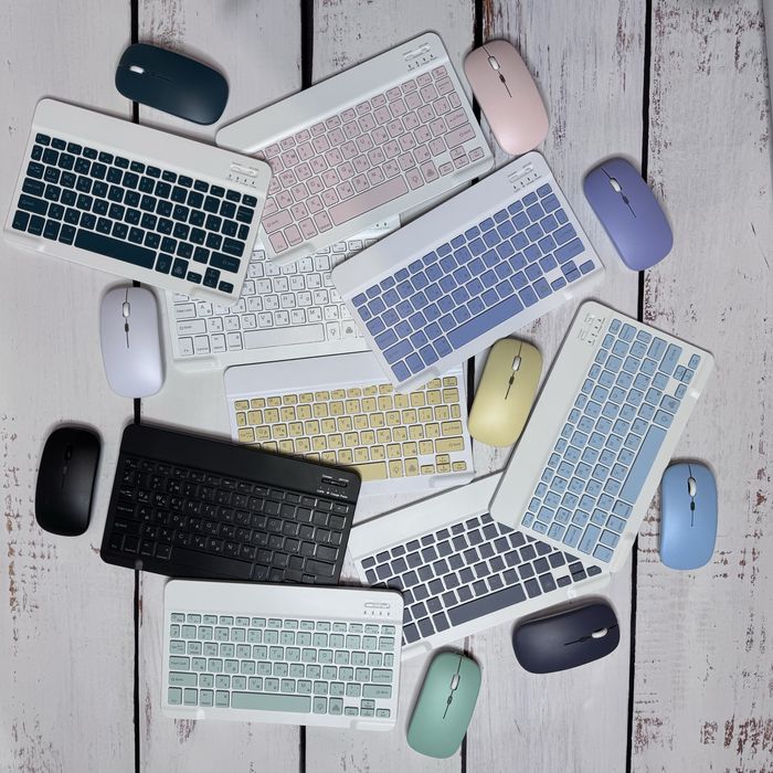 Комплект клавиатура Bluetooth+мышка с подсветкой для планшета укр язык