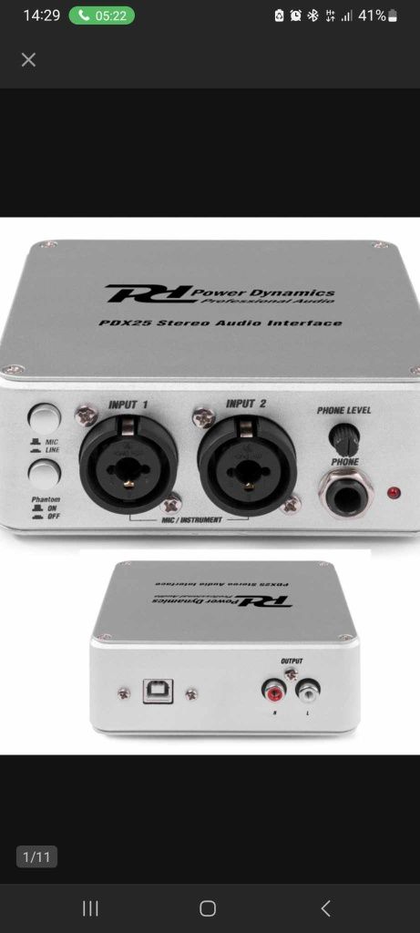 Interfejs audio Phantom XLR/Jack  zasilany z komputera poprzez usb