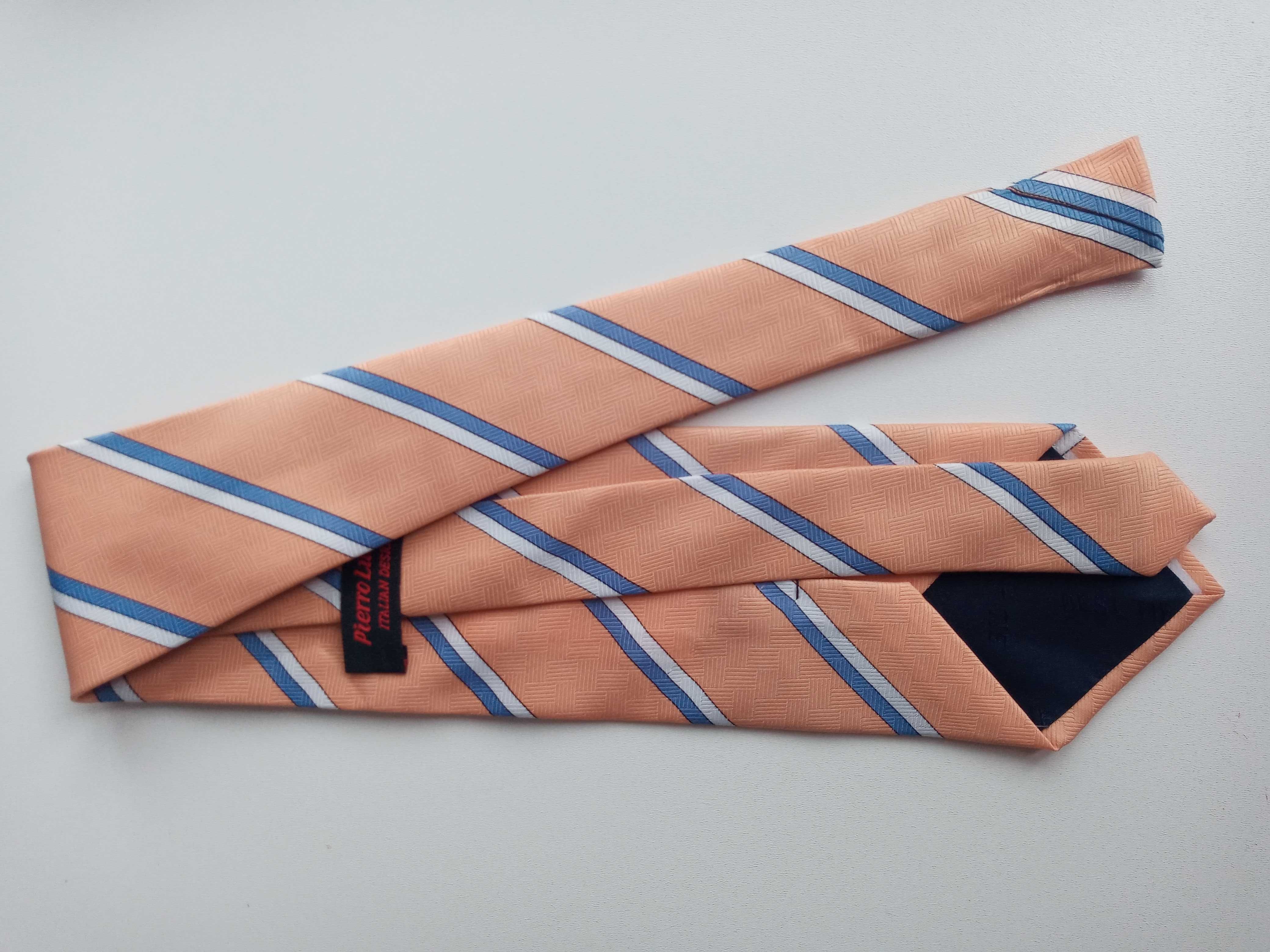 #28 Pierro Lucci pomarańczowy krawat paski