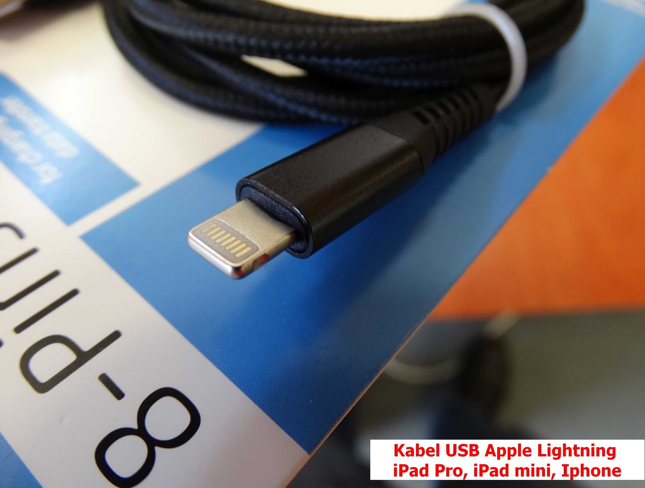 Kabel usb Apple Lightining iPhone iPad Pro Air iPod 1,5mm czarny 8-pin