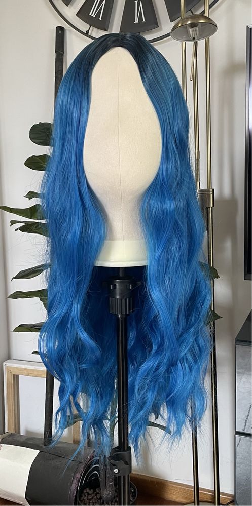 Niebieska Czarna Peruka Ombre Cosplay Anime Wig