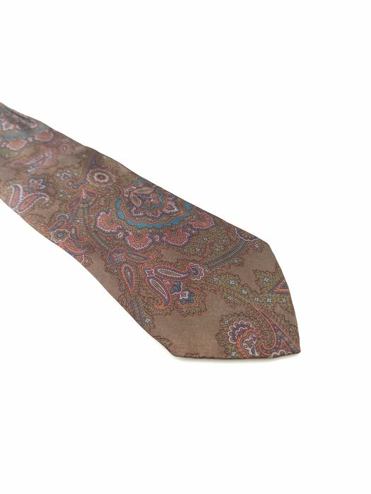 Prochownick brązowy jedwabny krawat paisley ap72