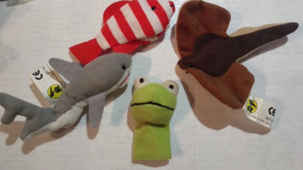 игрушка на палец кукольный театр лягушка скат акула рыба жаба набор
