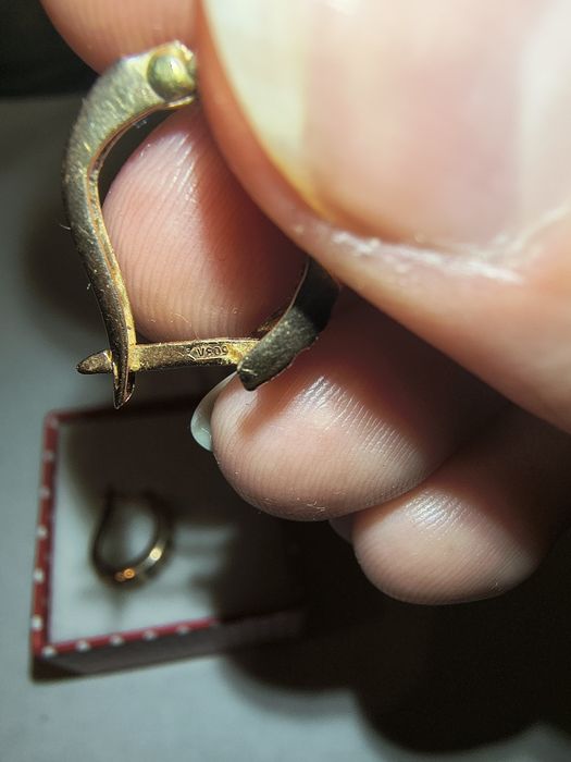 CUDNE 2,16g 585 Złote kolczyki białe różowe złoto