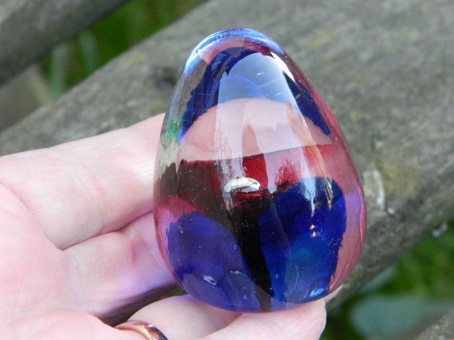 przycisk do papieru * glass paperweight szkło dekoracyjne * eliptyczny