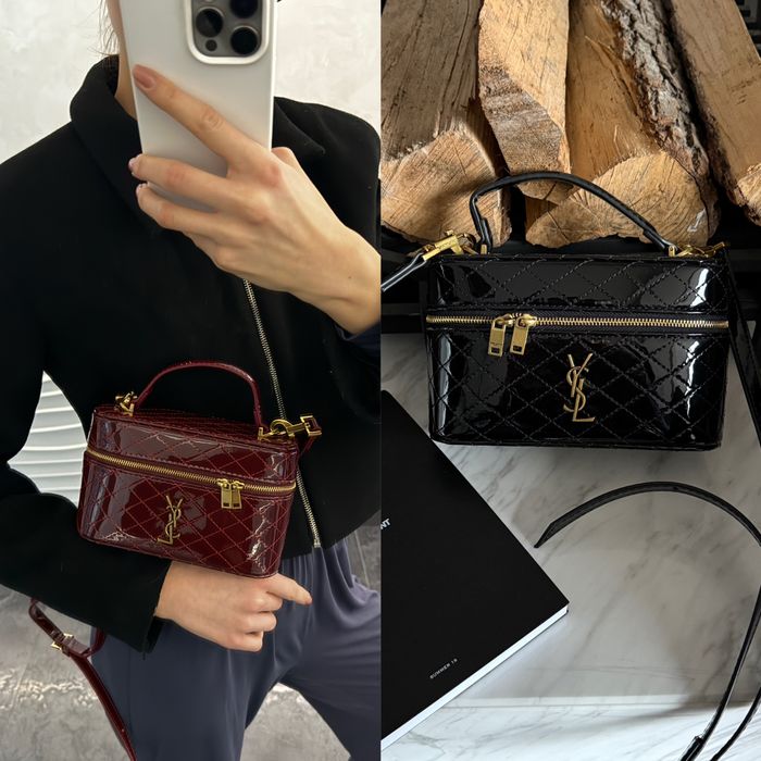 Сумка YSL Yves Saint Laurent шкіра | бургунді та чорна