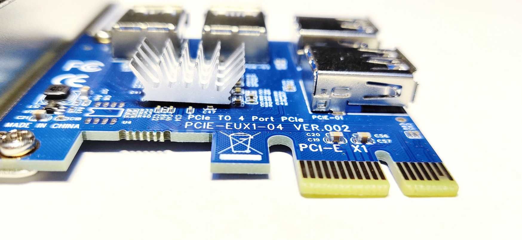 HUB плата расширения, разветвитель PCI-E на 4 USB pcie сплиттер Riser