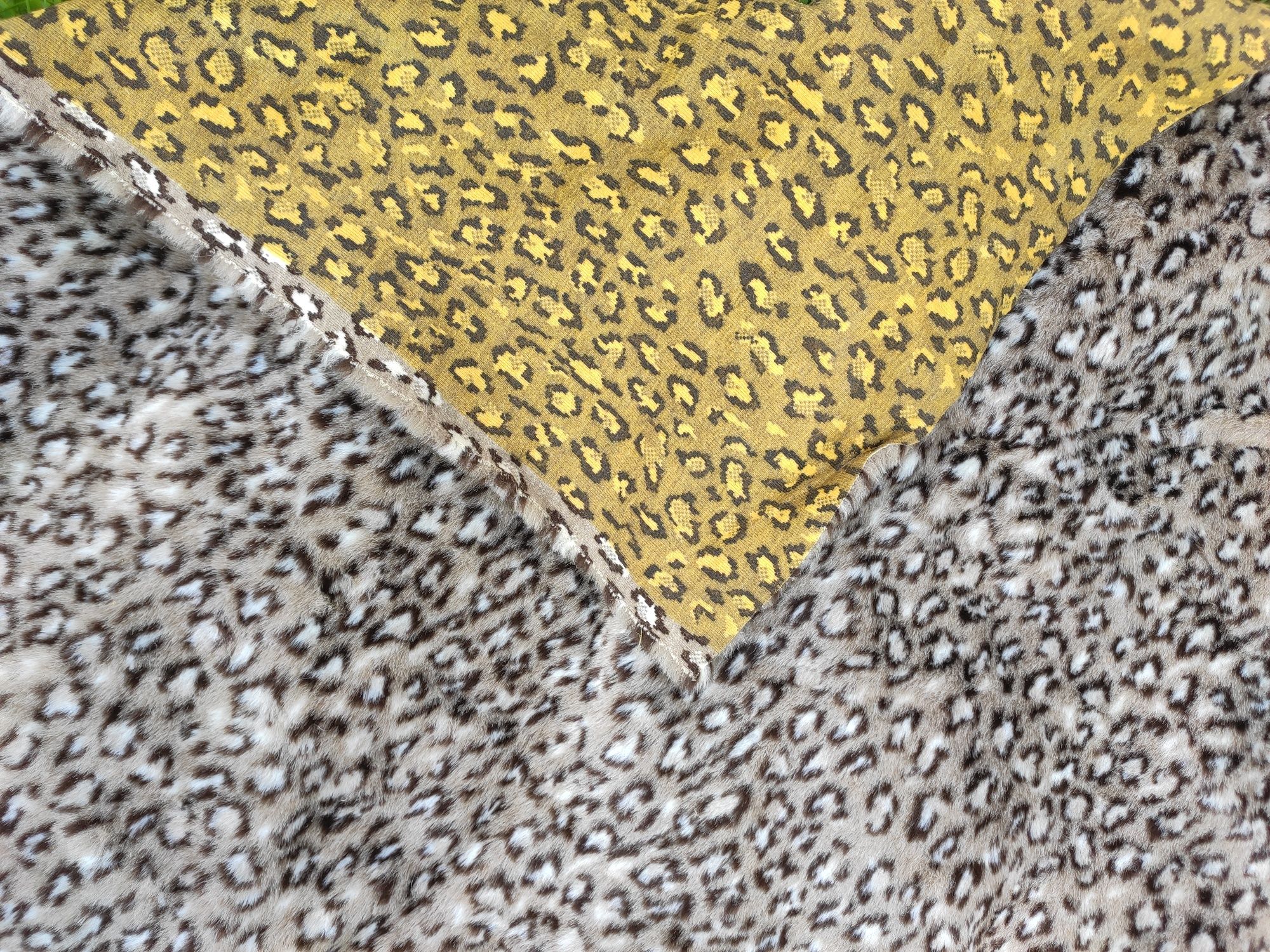 Sztuczne futro dywanik narzuta kupon materiału irbis pantera śnieżna