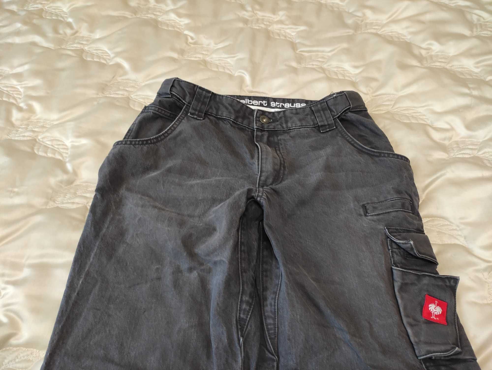 Męskie jeansowe spodnie robocze cargo Engelbert Strauss r. 46