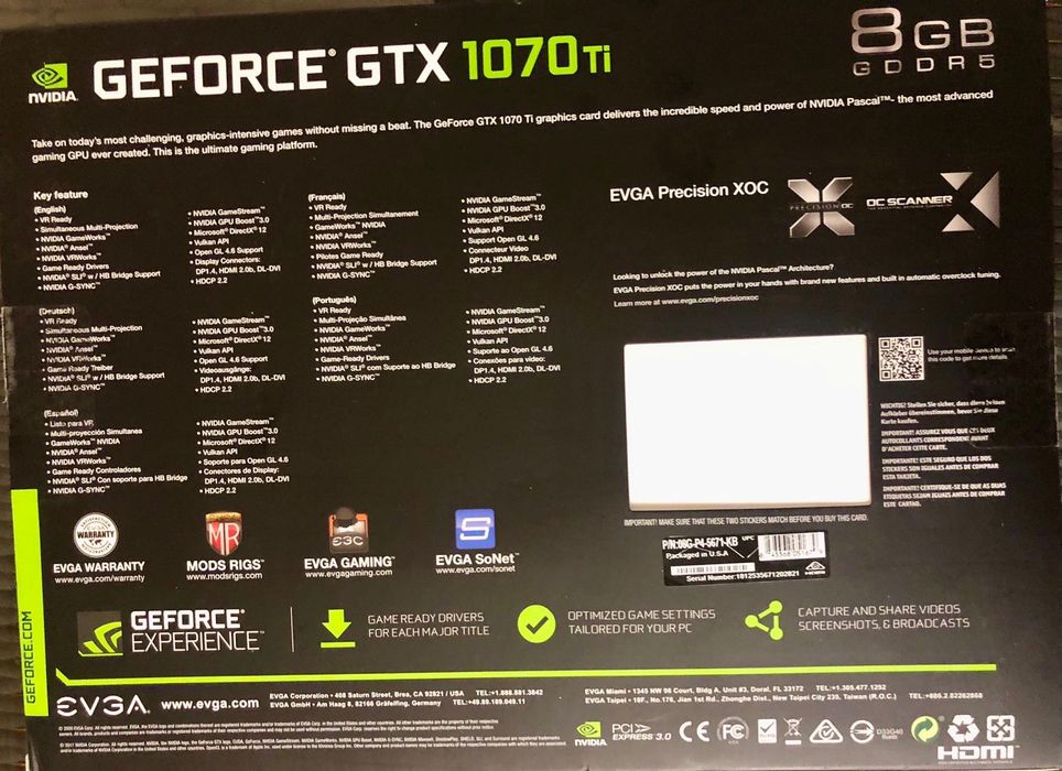 Видеокарта EVGA GTX 1070 8Gb TI ( Київ, без пересилки)