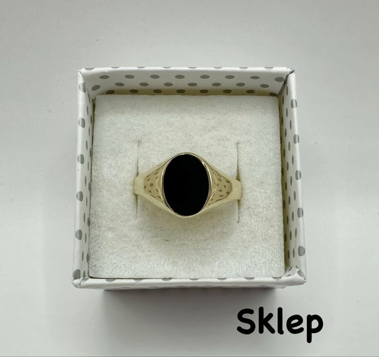 Złoty Męski Sygnet z Onyksem Pr.585 NOWY!