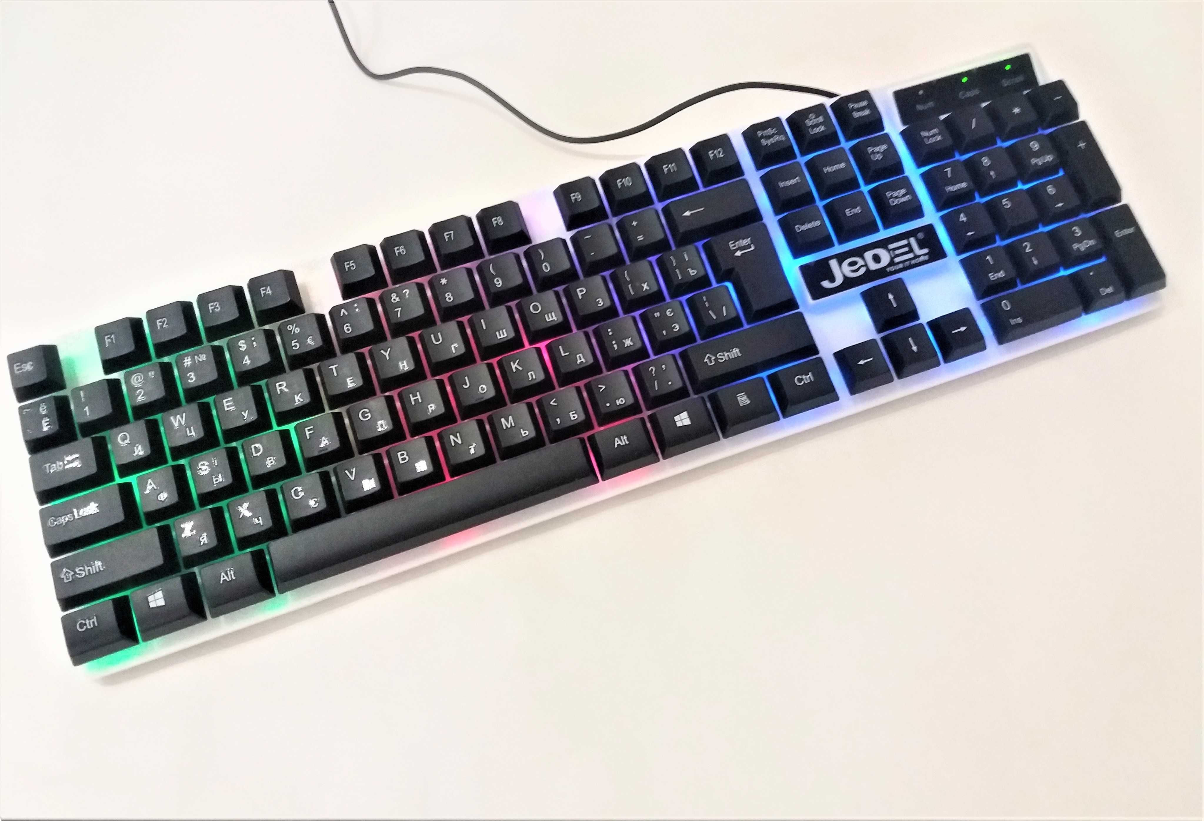 Проводная игровая USB клавиатура Jedel K500 c RGB подсветкой Белый