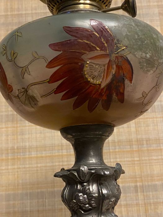Piękna, secesyjna lampa naftowa. W pełni sprawna ,76cm.