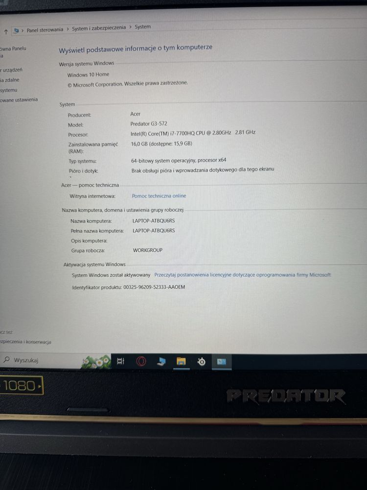 Acer Predator Helios 300 i7Gtx 1050Ti 6Gb Ssd 16Gb DDR4