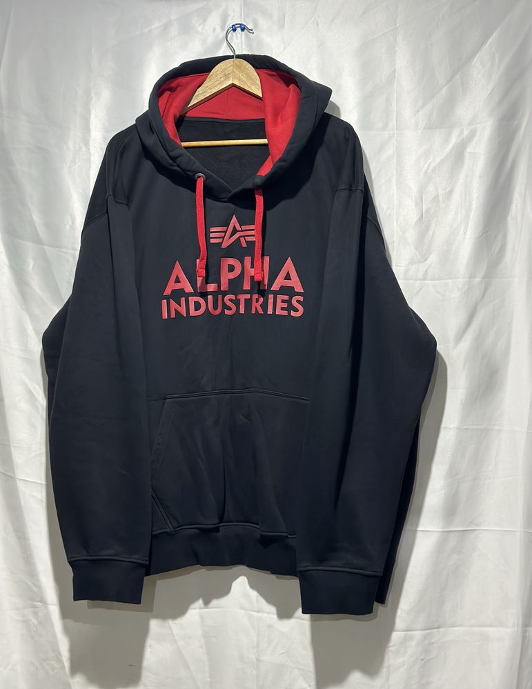 Худі альфа червоний принт alpha industries великий розмір оверсайз