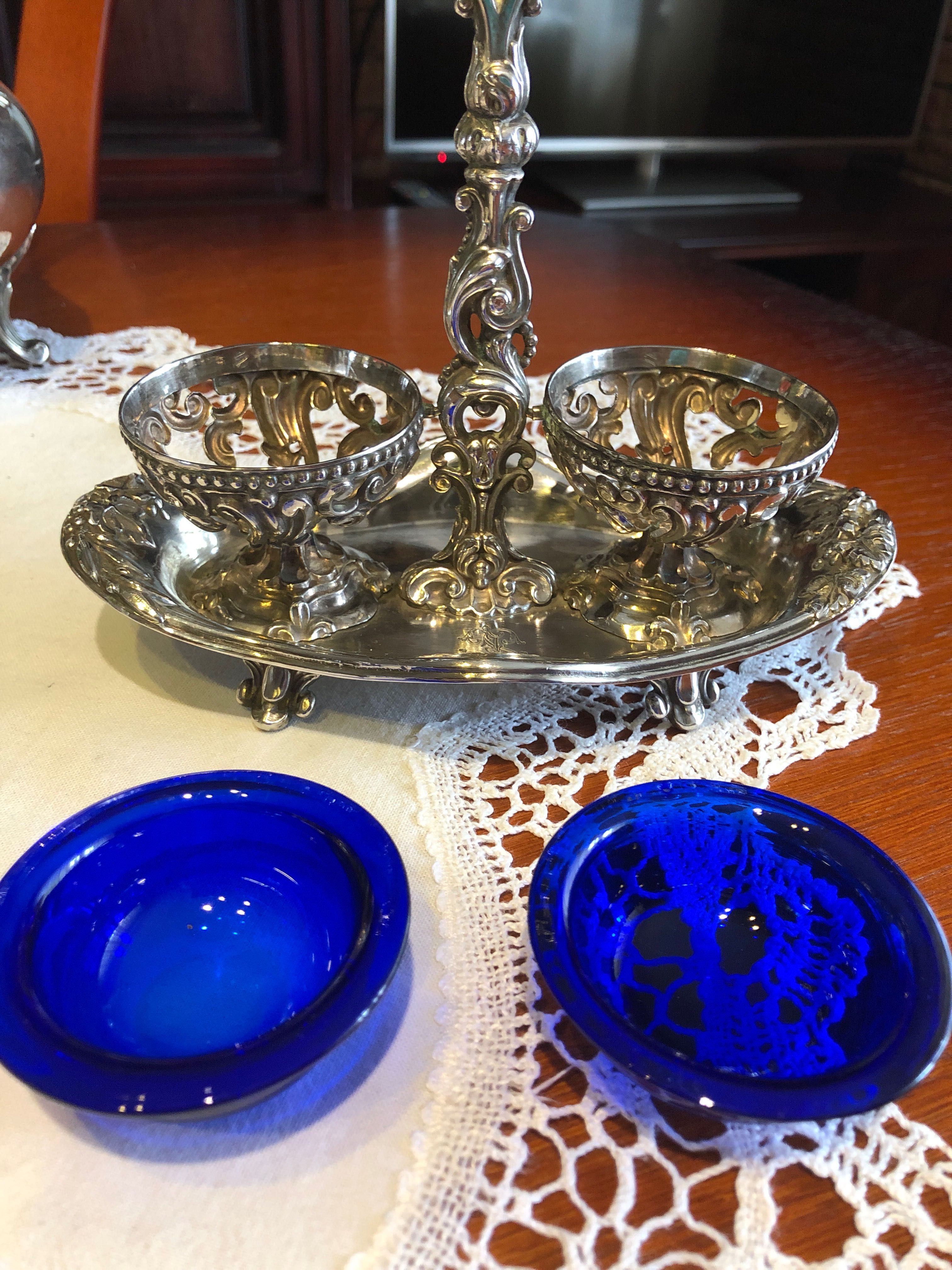 Kabaret srebrny na przyprawy Pr 950 Minerva XIX w Francja