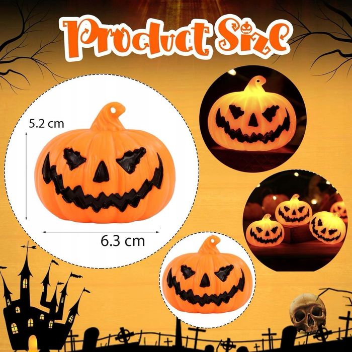 Zestaw 6 małych lampek dynie halloween HAL08