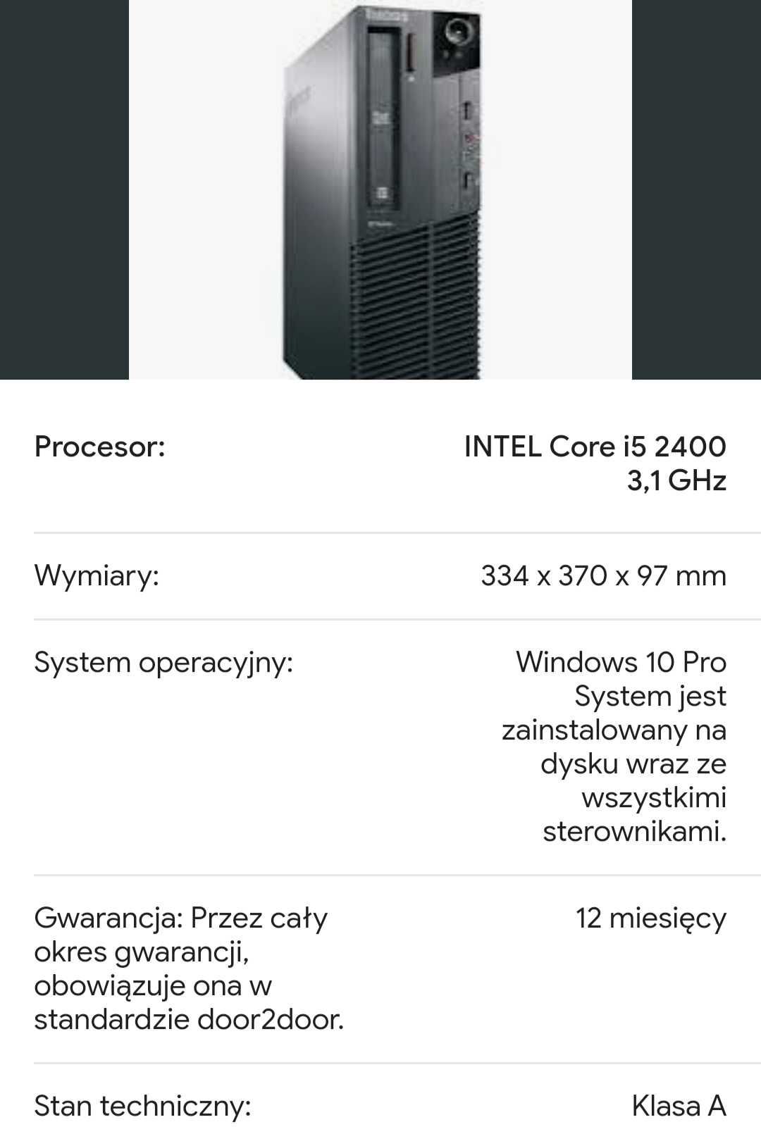 Mini komputer PC DELL 7010 USFF i5 8GB SSD WIN10 240 GB DDS SSD