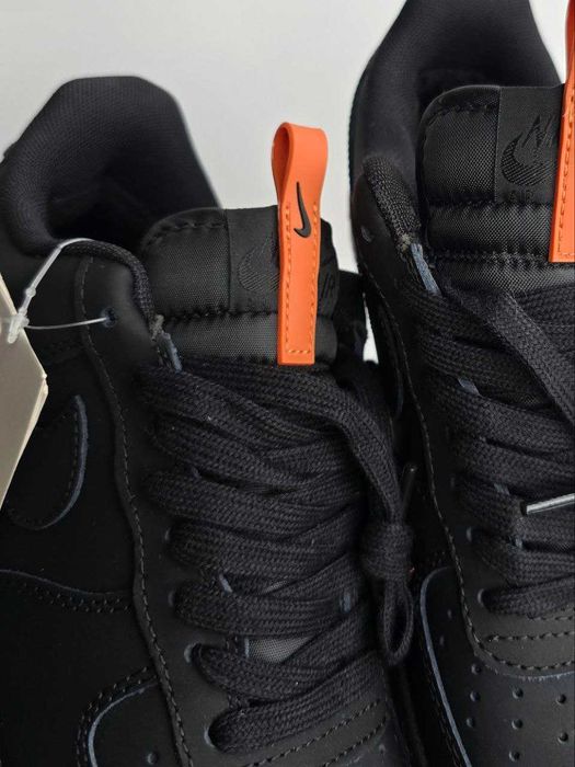 Кросівки з хутром Nike Air Force 1 Black/Orange premium зимові