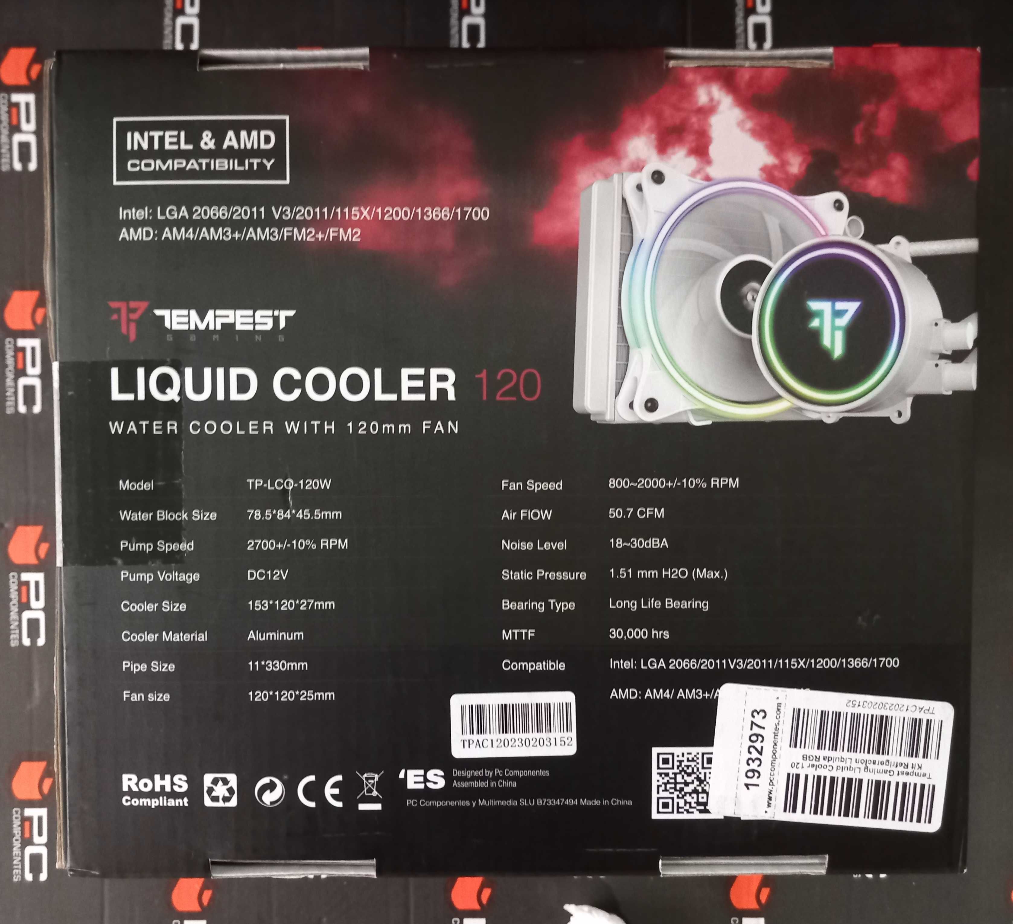 Water cooler / Liquid Cooler 120mm Kit Refrigeração Líquida/Branco/RGB