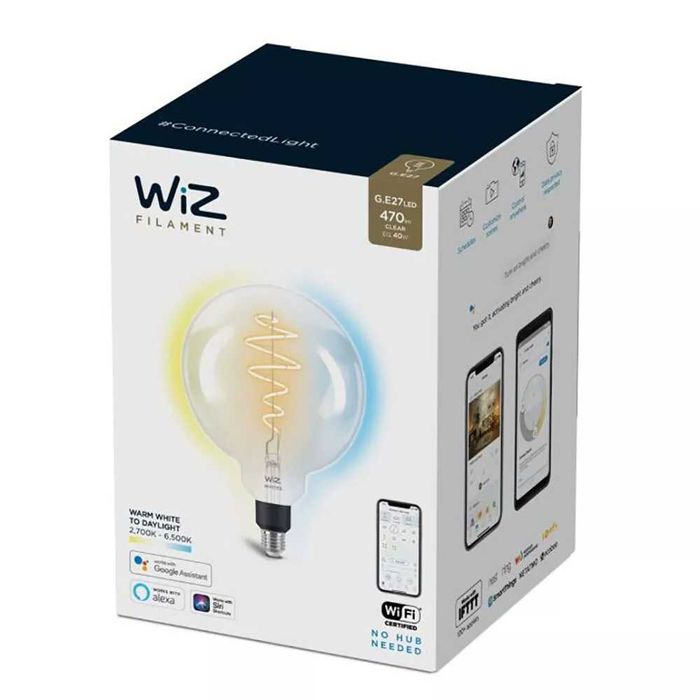 Велика Ø 20см смарт лампа WiZ Smart LED Filament G200 Globe 6.5W E27