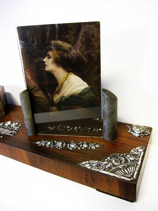 vintage moldura de mesa secretária com suporte-aplicações em prata