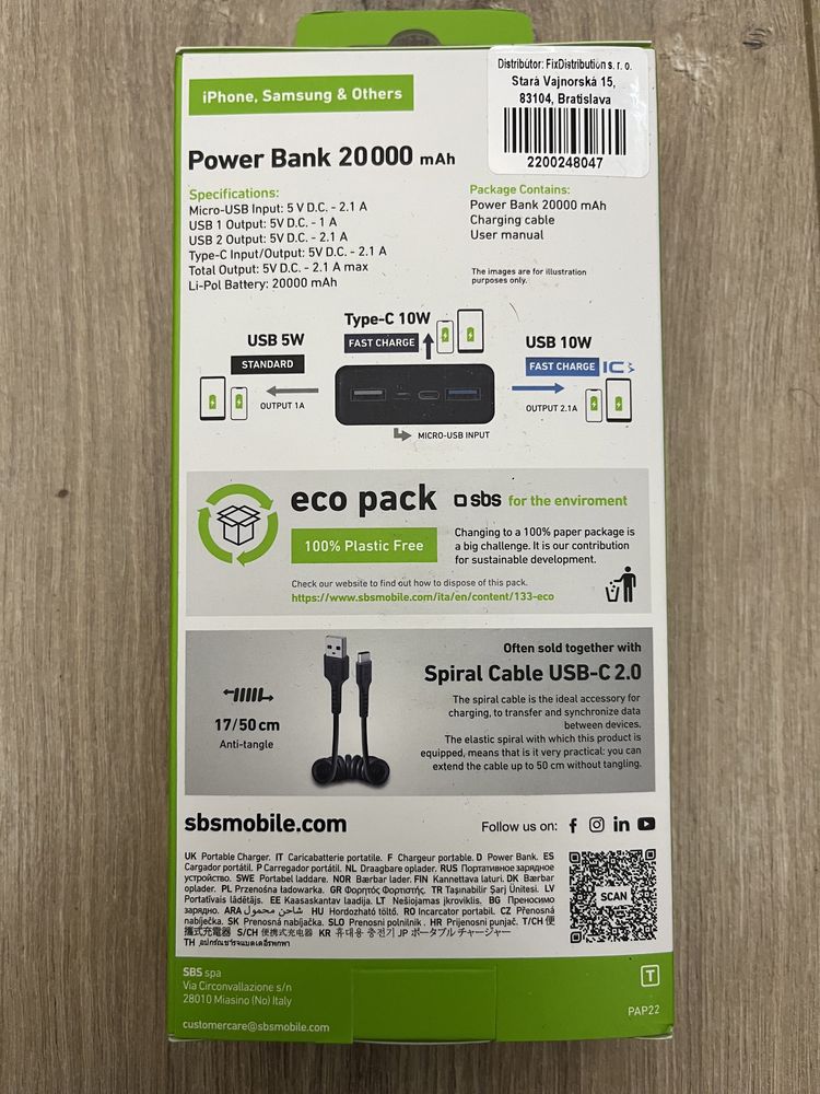 Power bank 20000 mah SBS портативный акумулятор зарядка, можливий ОПТ