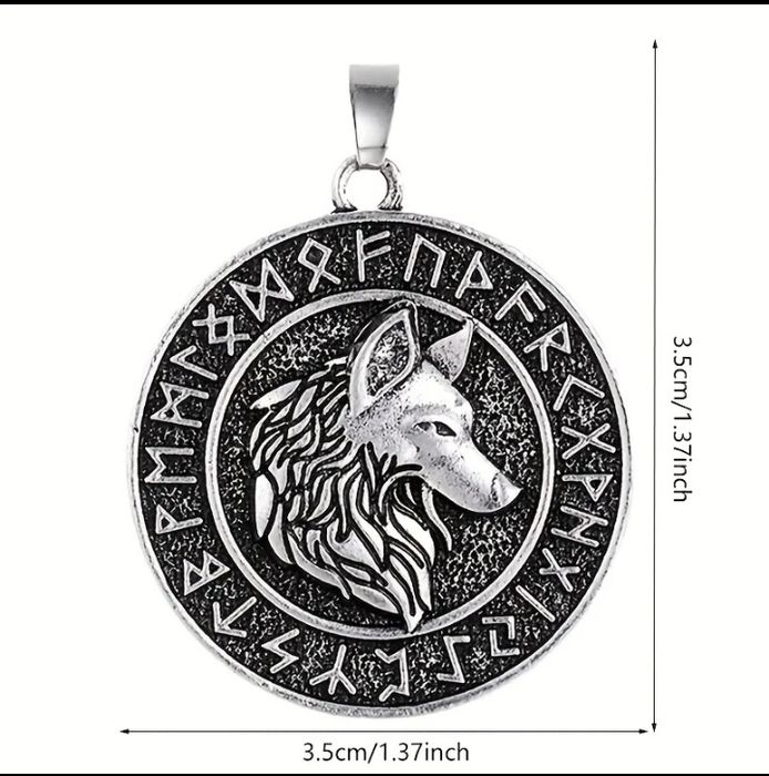 Захисний кулон "Рунічне коло з Вовком" талісман амулет оберіг воїнів в