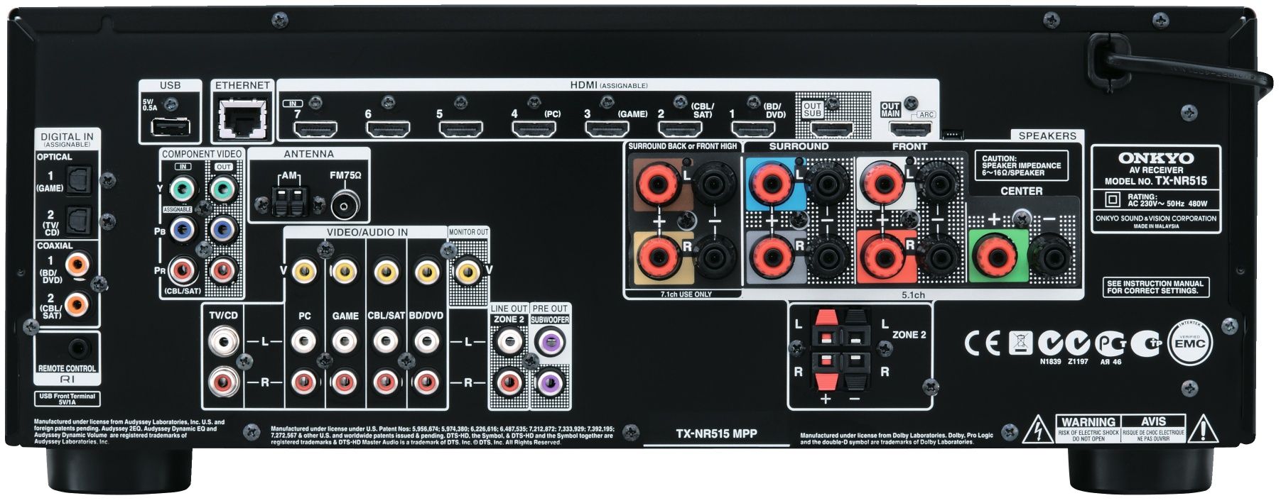 Ресивер 7.1 Onkyo NR-515, пульт ДУ