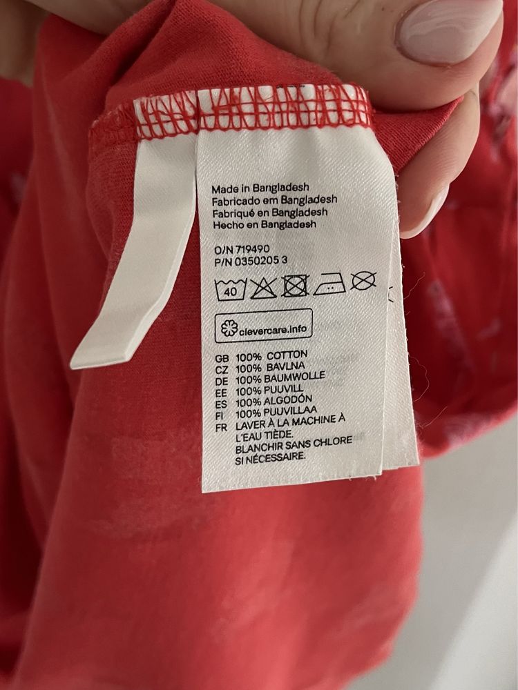 Sukienka czerwona w papugi H&M rozm. 122/128
