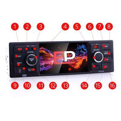 Radio 1Din 4.1" Usb Microsd Sd Bluetooth