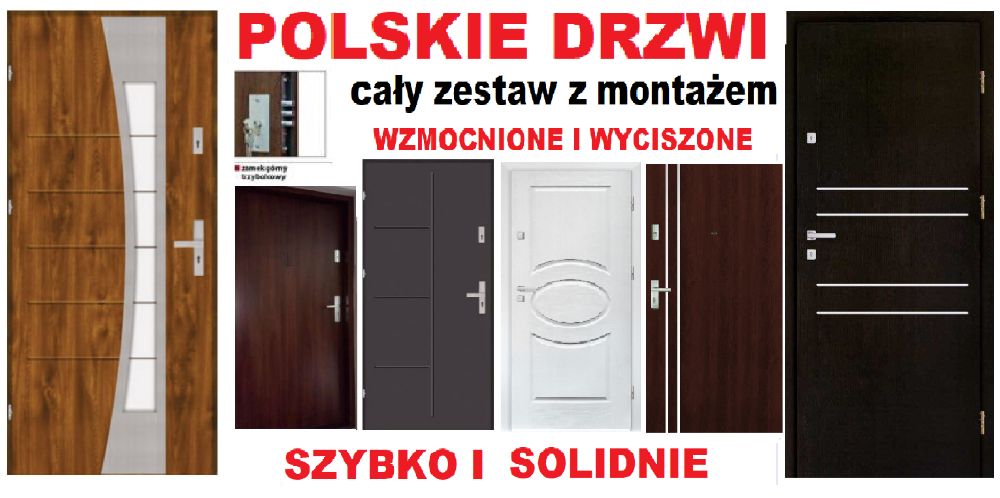 Drzwi z montażem,drewniane,metalowe zewnętrzne-wejściowe do mieszkania