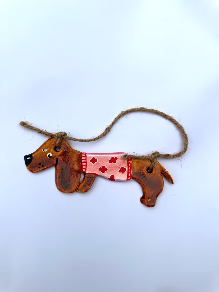 Zawieszka ceramiczna gliniana jamnik pies prezent dachshund boho