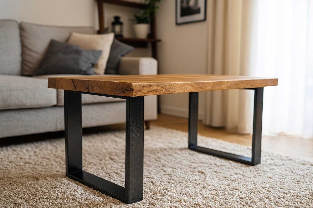 Stolik Kawowy Dębowy LOFT, Ława 100% Lite Drewno DĄB.