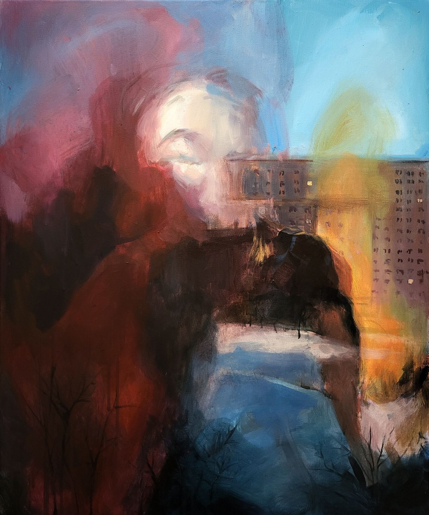 Obraz 50x60cm odbicie portret abstrakcja akryl na płótnie postać