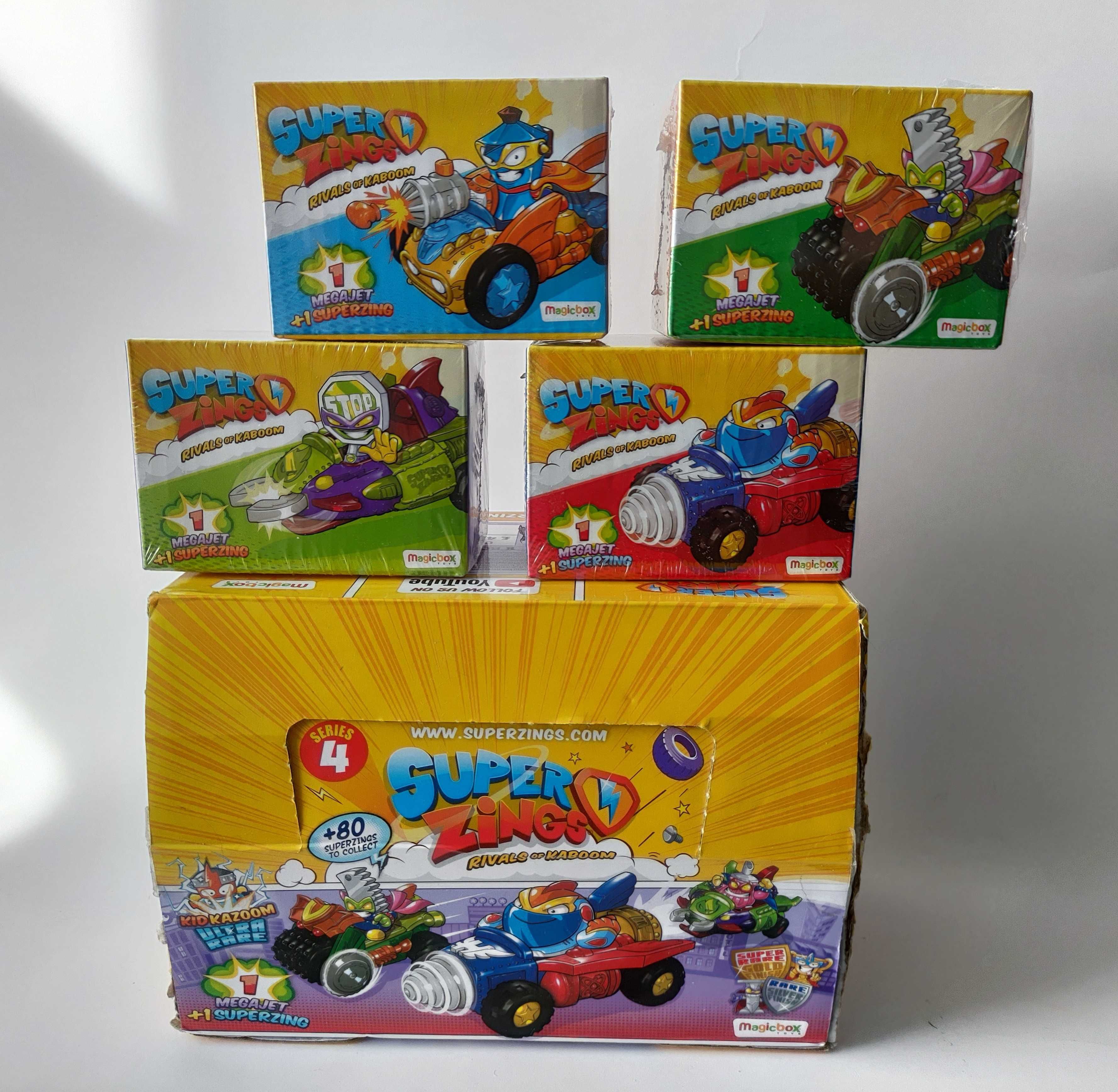 Karton Box SUPER ZINGS 4 MEGA JET 8X auta POJAZD + figurka 8