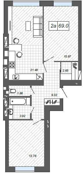 Продаж квартири! 2 кім. 72,5 м2. Кухня студіо! Центральний парк
