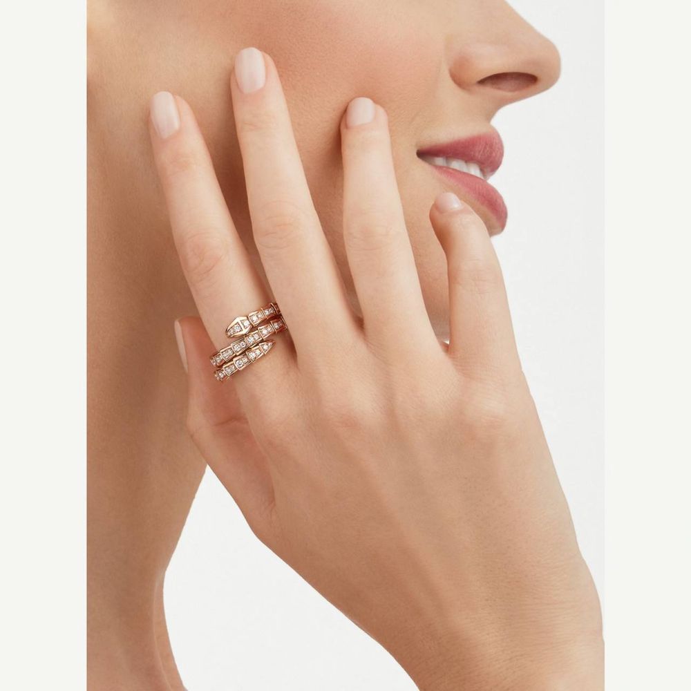 Золотое Кольцо в стиле BVLGARI Serpenti с бриллиантами 1.33ct