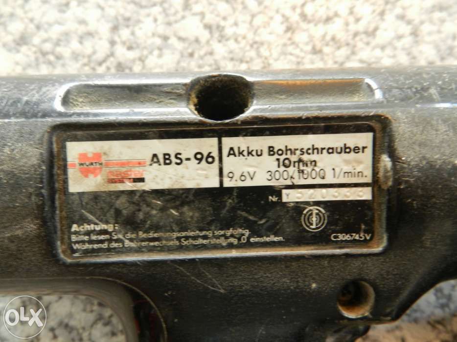 Berbequim de bateria würth abs-96 9,6v