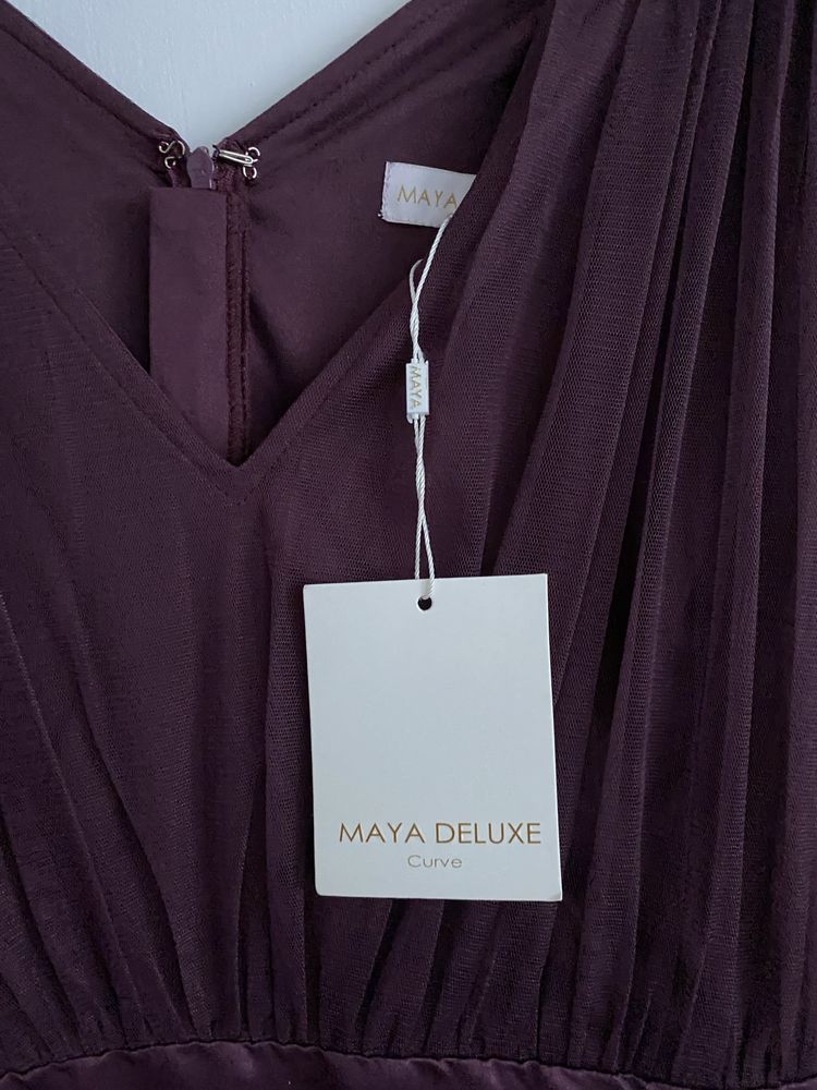 Fioletowa sukienka suknia maxi Maya Deluxe 46 XXXL tiulowa