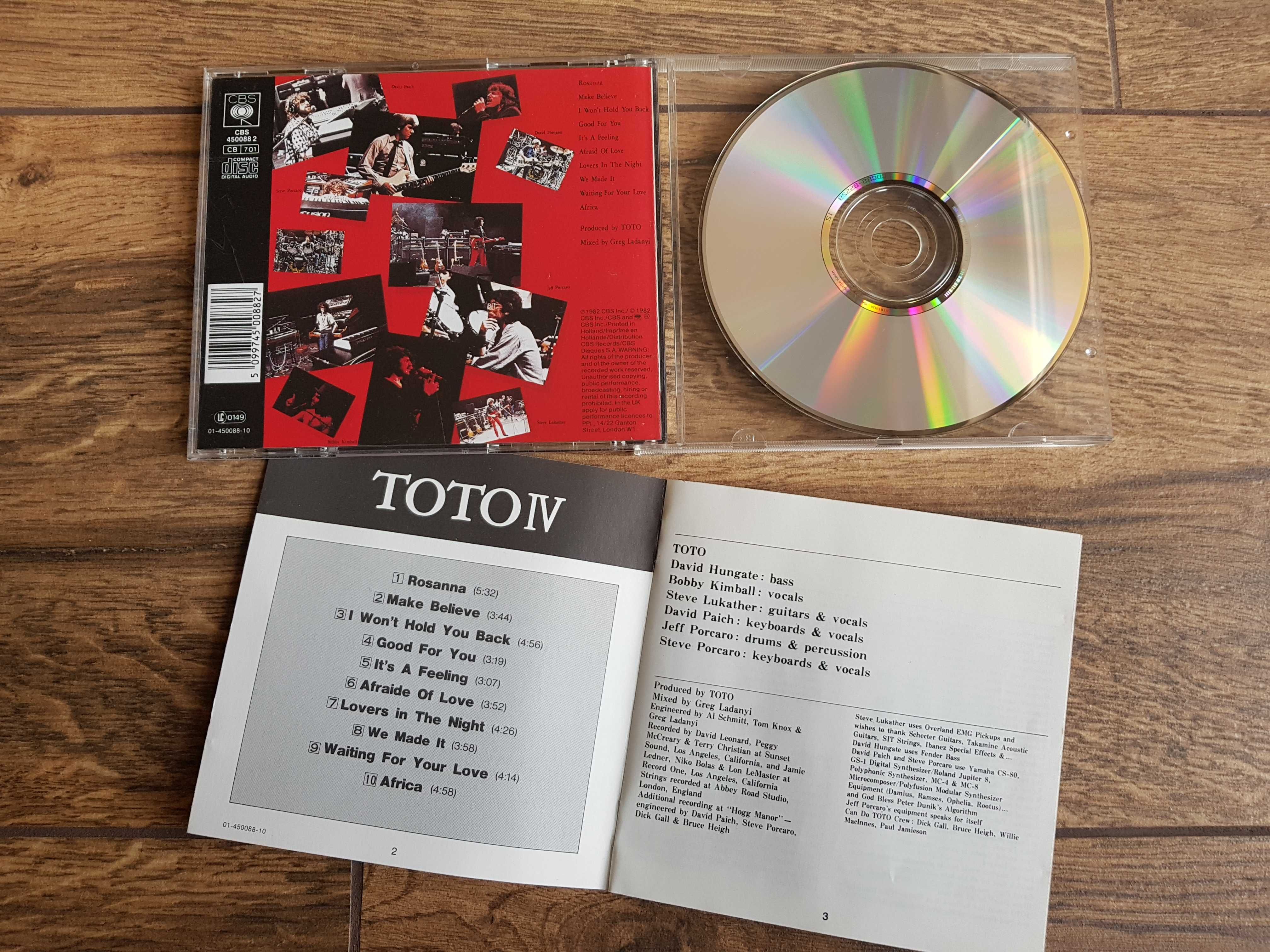 Płyta CD: TOTO – toto IV (Rosanna, Africa) 1982 CBS