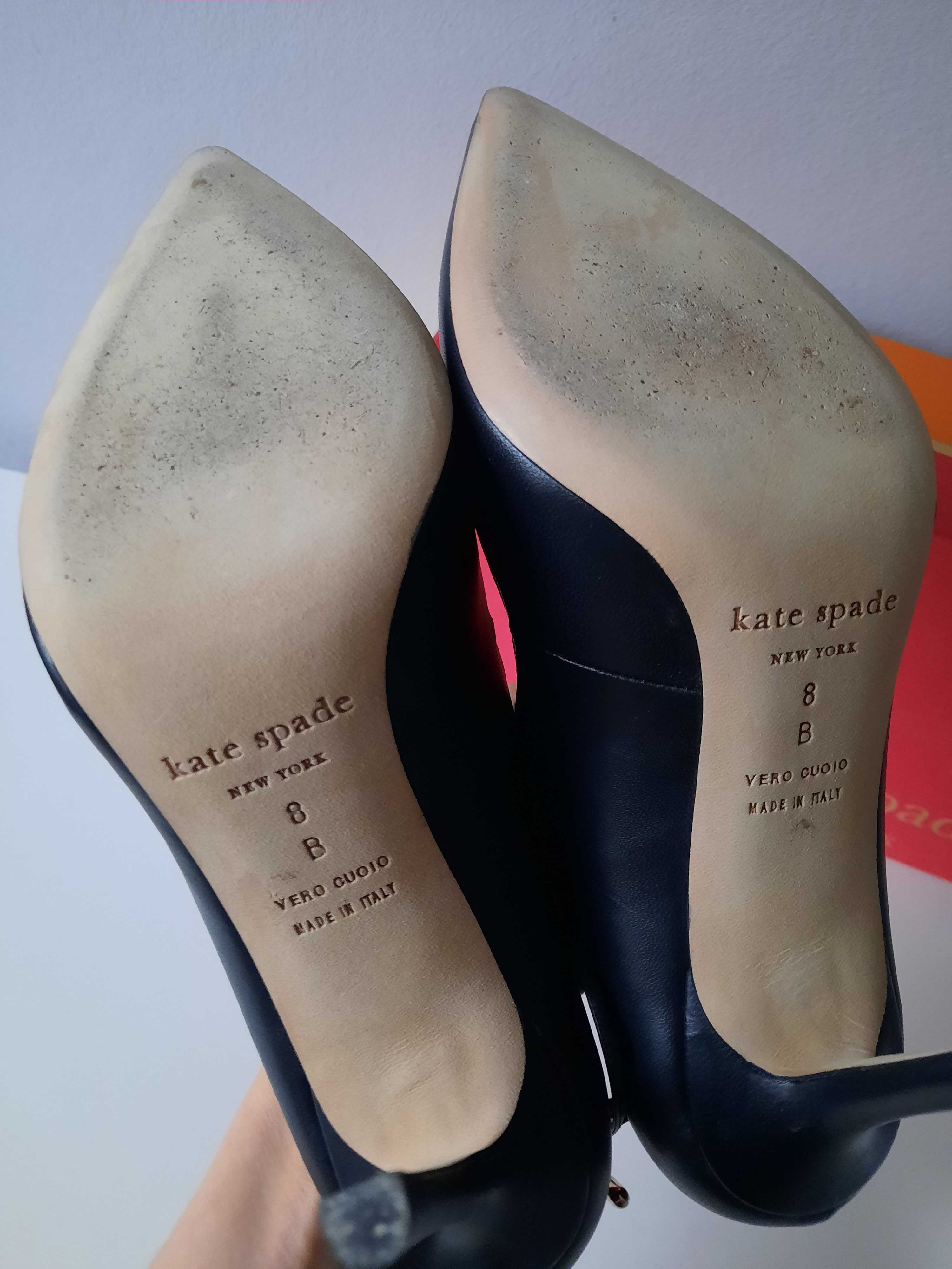 Kate Spade czarne buty na obcasie szpilki skóra naturalna 38 38,5 39