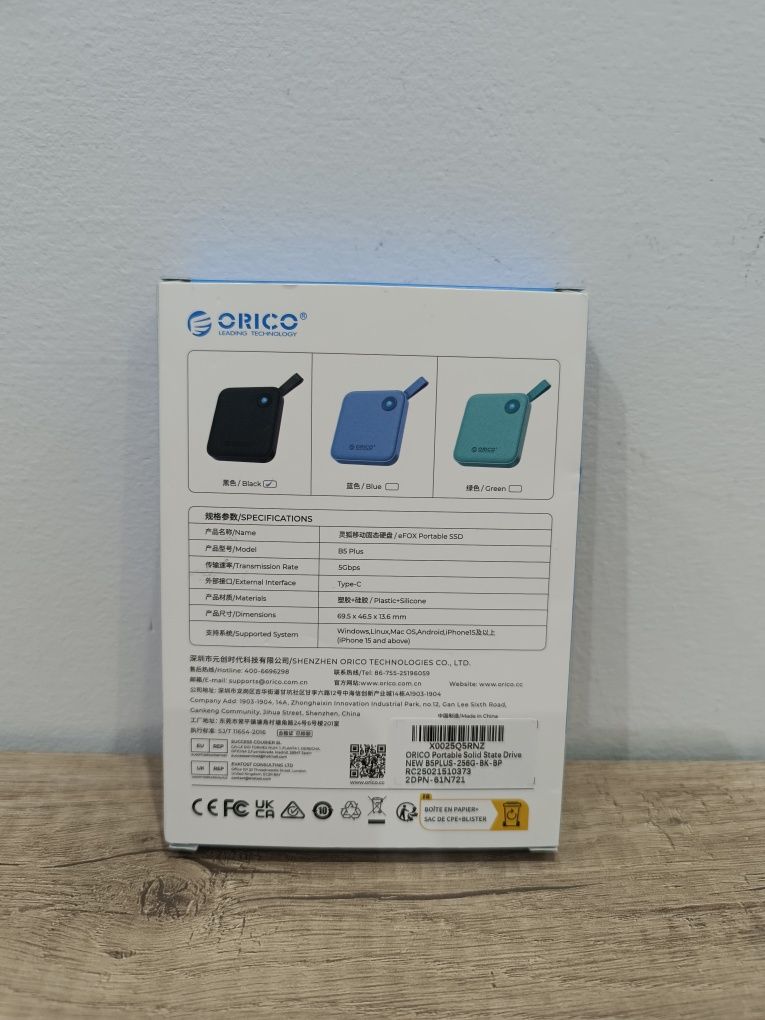 Przenośny dysk SSD ORICO 256 GB z kablem USB-C 2 w 1