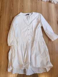 Biała, koszulowa sukiena Mohito. Ma kieszenie r. 40