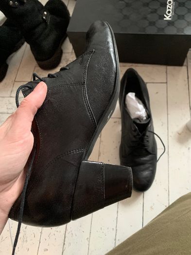 Buty skórzane Nessi botki za kostkę trzewiki rozmiar 40 skóra czarne