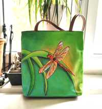Skórzana torebka na ramię ręcznie malowana