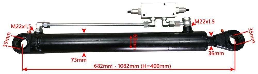 Siłownik Hydrauliczny 63x36 skok 400 z zaworem regulowanym 3/8 [7666]